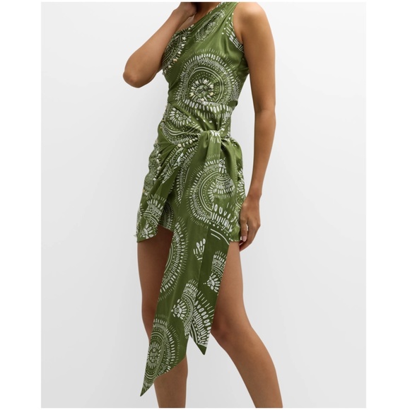 Andres Otalora Green One-Shoulder Shell Embellished Mini Dress - Picture 4 of 16